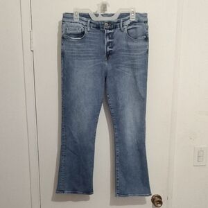 Good American Good Legs Crop Mini Boot Jeans. Sz 14/32